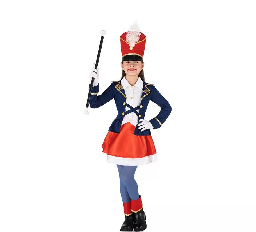 Translation missing: fr.Disfraz de Majorette clásico tricolor para niña