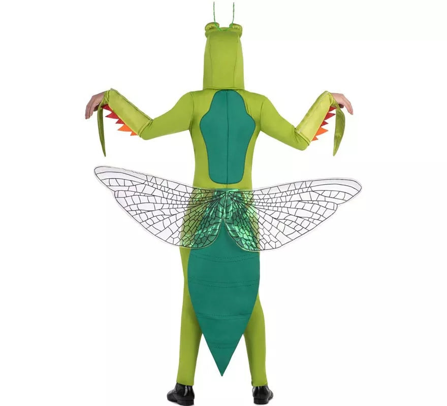 Translation missing: fr.Disfraz de Mantis verde con capucha y alas para adulto