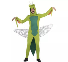 Déguisement de mante verte adulte avec capuche et ailes