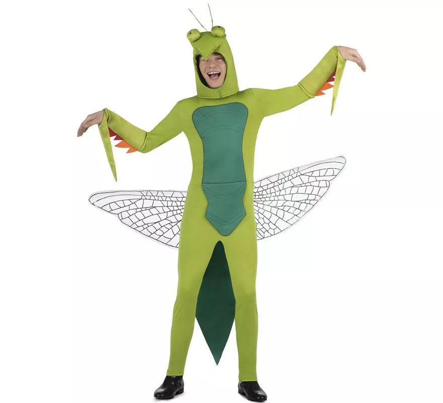 Translation missing: fr.Disfraz de Mantis verde con capucha y alas para adulto