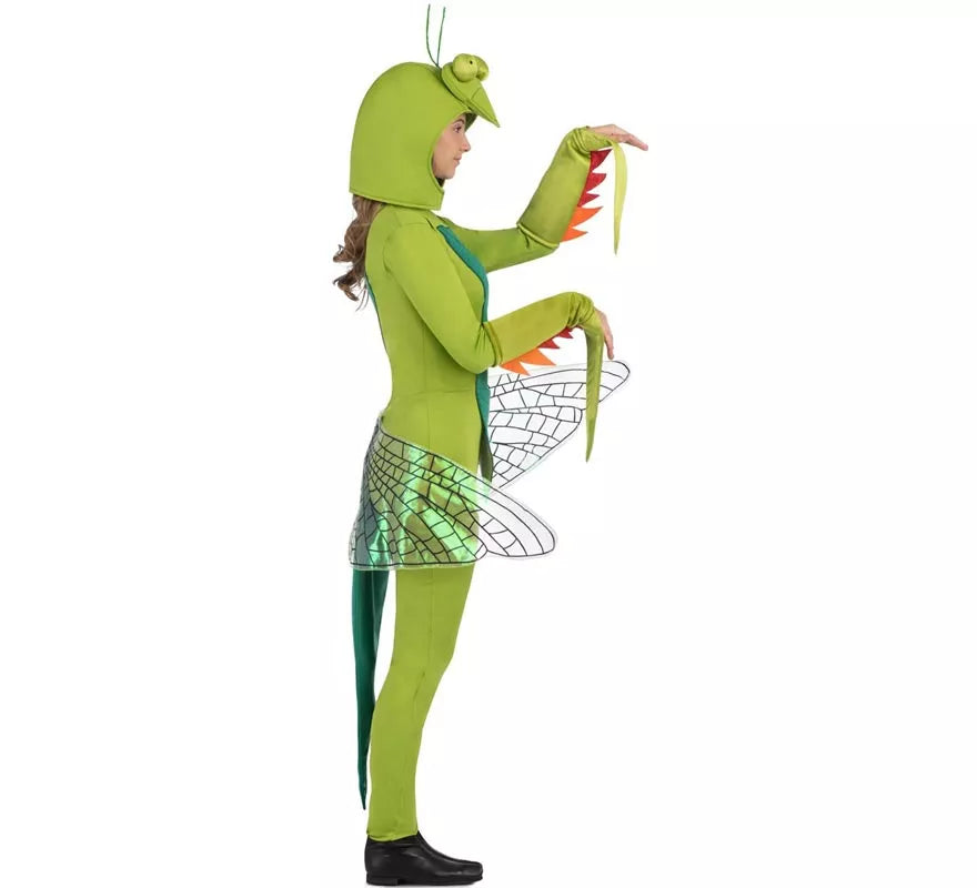 Translation missing: fr.Disfraz de Mantis verde con capucha y alas para adulto