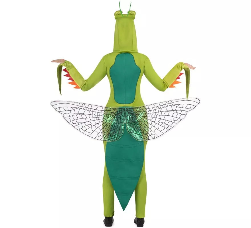 Translation missing: fr.Disfraz de Mantis verde con capucha y alas para adulto