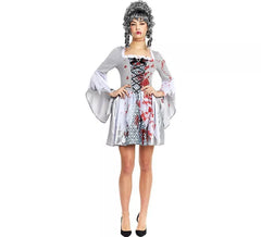 Déguisement de zombie Marie-Antoinette grise femme