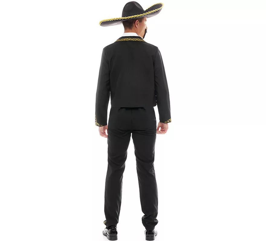 Translation missing: fr.Disfraz de Mariachi Charro negro y dorado para hombre