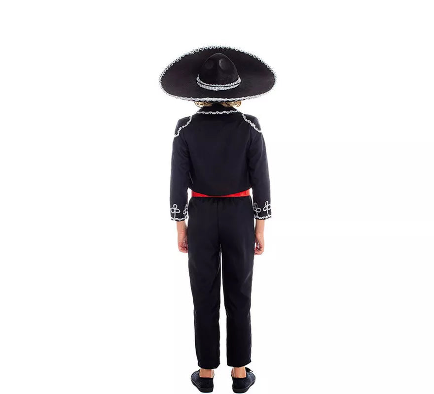 Translation missing: fr.Disfraz de Mariachi Mexicano Negro y Rojo para niño