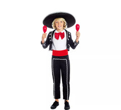 Déguisement mariachi mexicain noir et rouge garçon
