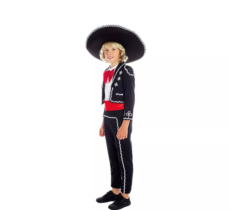 Translation missing: fr.Disfraz de Mariachi Mexicano Negro y Rojo para niño