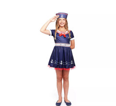 Déguisement marinière Pin Up bleu marine pour fille
