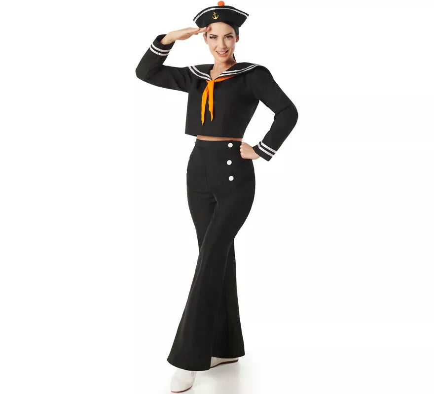 Translation missing: fr.Disfraz de Marinera negro con Pantalón para mujer