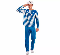 Déguisement marin rayé bleu homme