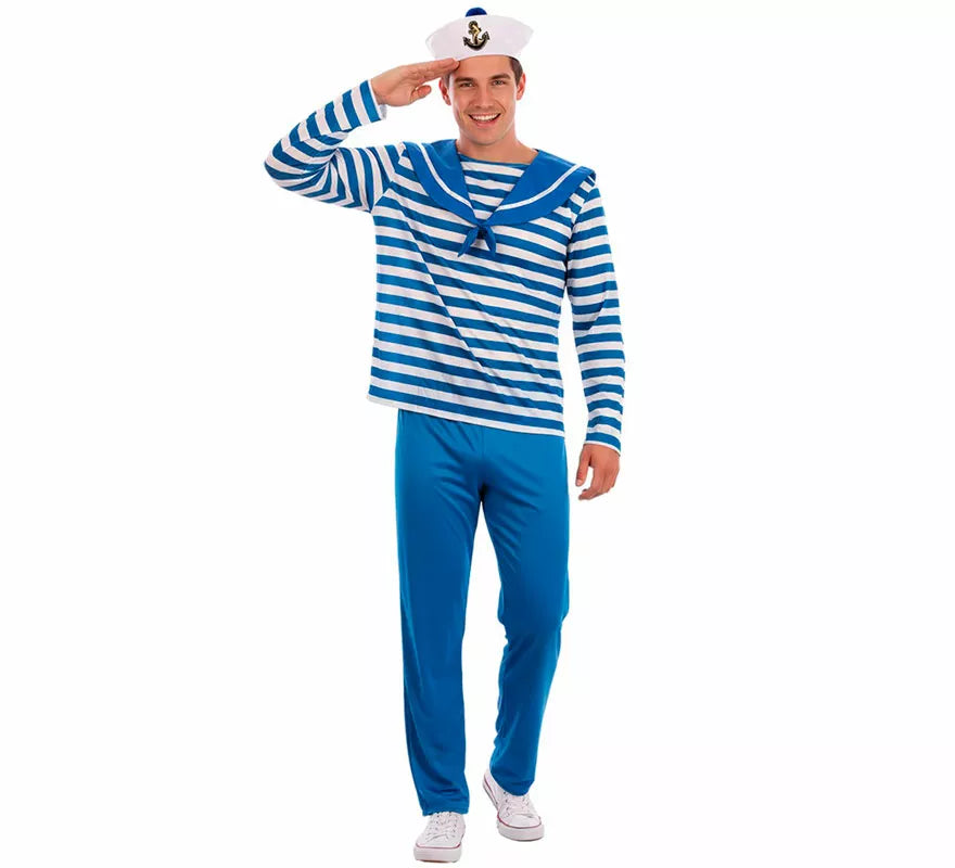 Translation missing: fr.Disfraz de Marinero azul a rayas para hombre