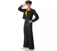 Costume de marin noir avec pantalon pour homme