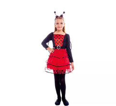 Déguisement coccinelle noire à pois avec ceinture fille