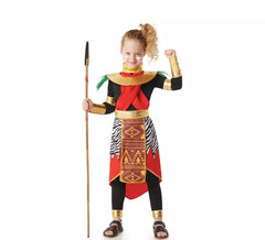 Costume Masaï africain rouge élégant pour enfants