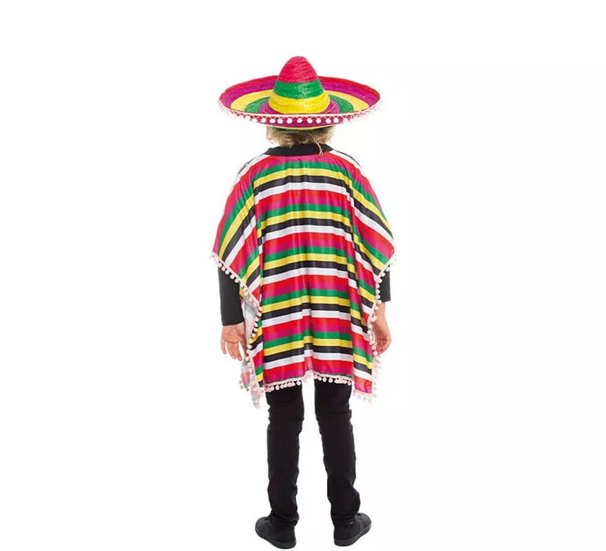 Translation missing: es.Disfraz de Mejicano poncho multicolor para niño