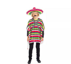 Disfraz de Mejicano poncho multicolor para niño
