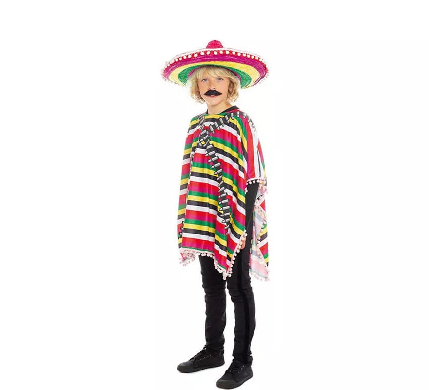 Translation missing: es.Disfraz de Mejicano poncho multicolor para niño