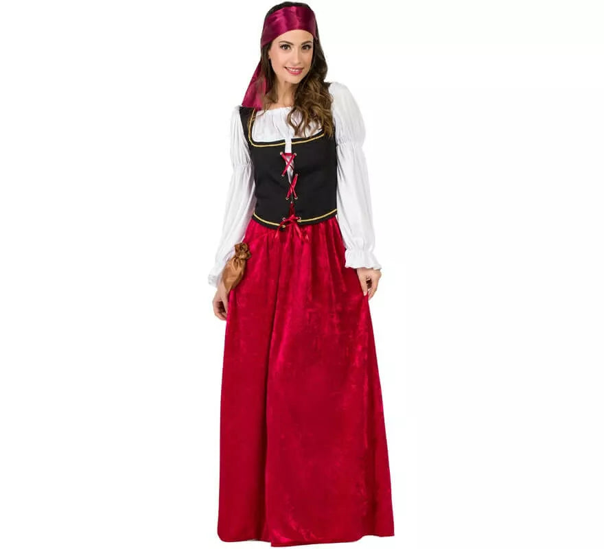 Disfraz de Mesonera Medieval Granate para mujer