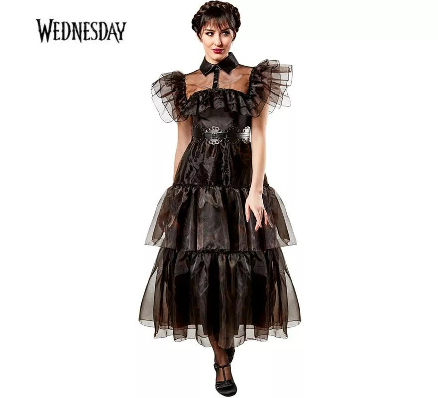 Translation missing: fr.Disfraz de Miércoles vestido de baile negro deluxe para mujer