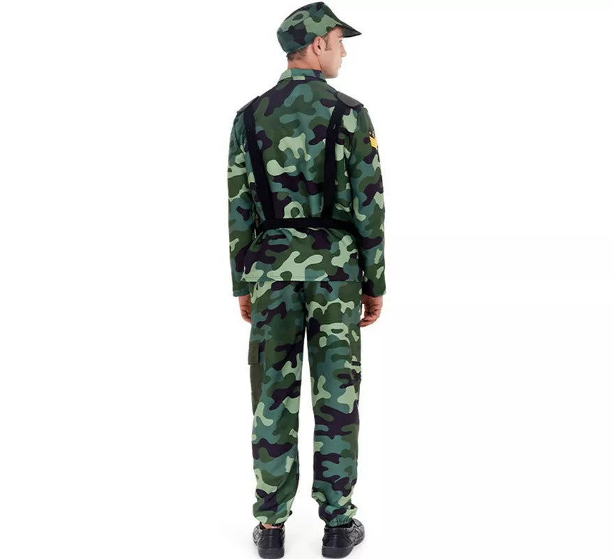 Translation missing: fr.Disfraz de Militar verde Camuflado con Gorra para adulto