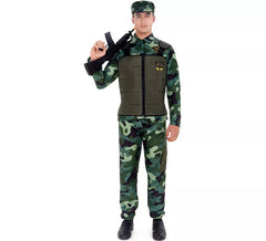 Déguisement militaire camouflé vert avec casquette adulte