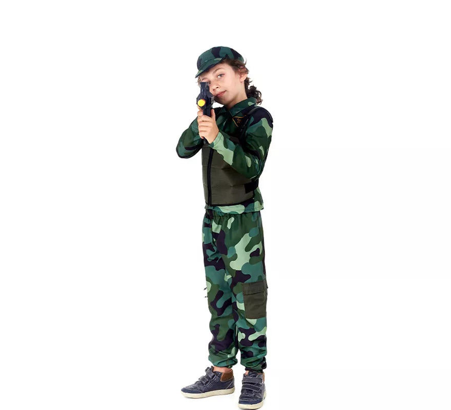 Translation missing: fr.Disfraz de Militar verde Camuflado con Gorra para niños