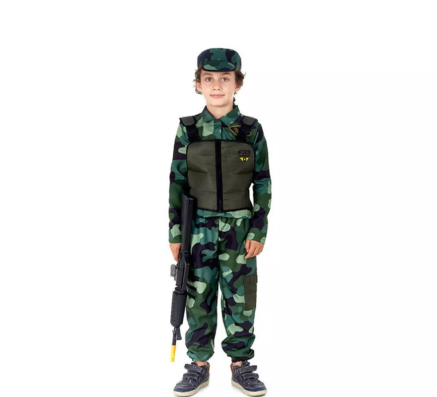 Translation missing: fr.Disfraz de Militar verde Camuflado con Gorra para niños