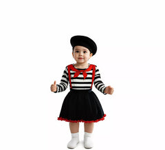 Costume de bébé mime avec jupe