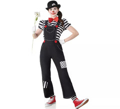 Déguisement de mime drôle rayé femme