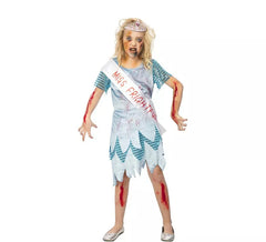 Déguisement Miss Zombie robe bleue fille