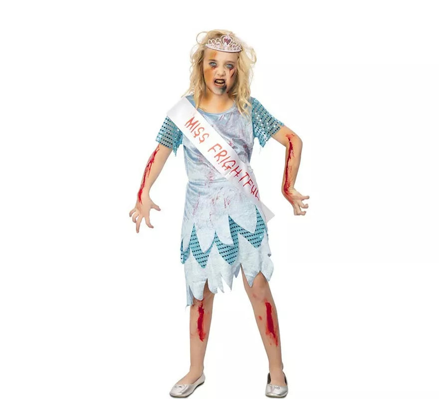 Translation missing: fr.Disfraz de Miss Zombie vestido azul para niña