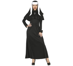 Déguisement de nonne gothique avec tunique noire pour femme