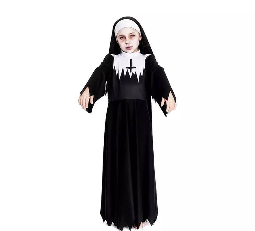 Translation missing: fr.Disfraz de Monja Zombie túnica con picos para niña