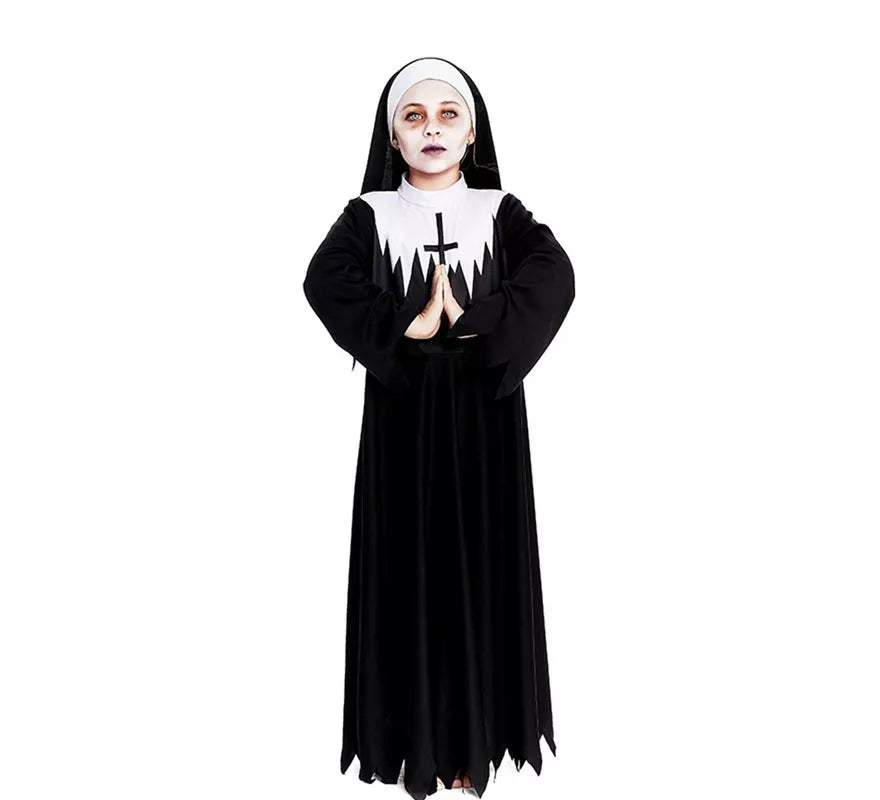 Translation missing: fr.Disfraz de Monja Zombie túnica con picos para niña