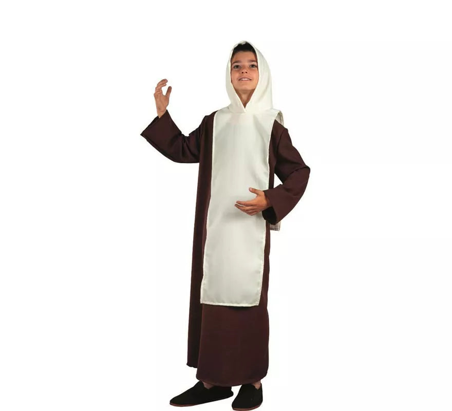 Translation missing: fr.Disfraz de Monje Medieval marrón y blanco para niño