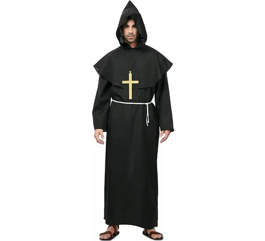 Translation missing: fr.Disfraz de Monje medieval oscuro con cruz para hombre