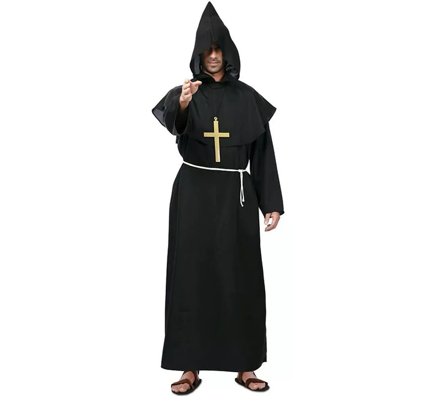 Translation missing: fr.Disfraz de Monje medieval oscuro con cruz para hombre