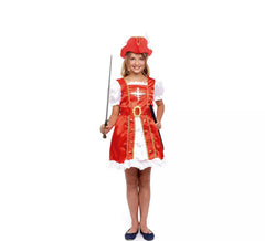Déguisement robe mousquetaire rouge fille