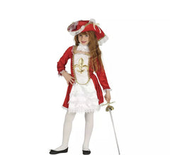 Déguisement de Mousquetière Rouge Fleur de Lis pour fille
