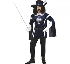 Déguisement mousquetaire bleu élégant homme