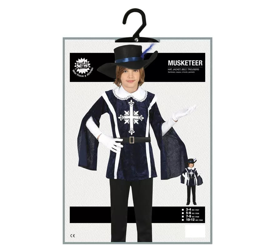 Translation missing: fr.Disfraz de Mosquetero Azul Elegante para niño