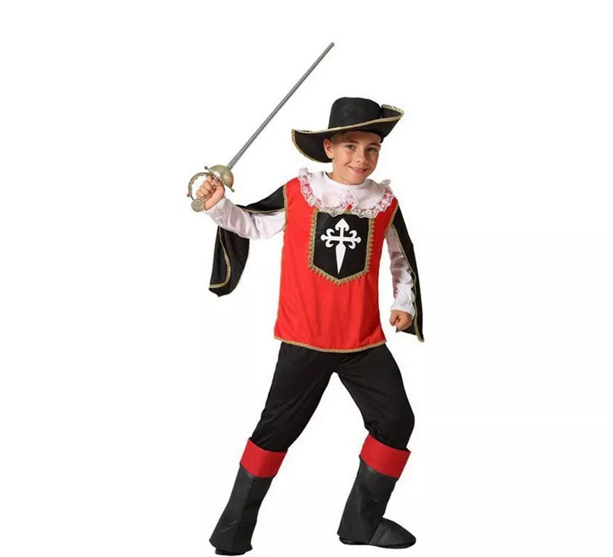 Translation missing: fr.Disfraz de Mosquetero Rojo y Negro para niño