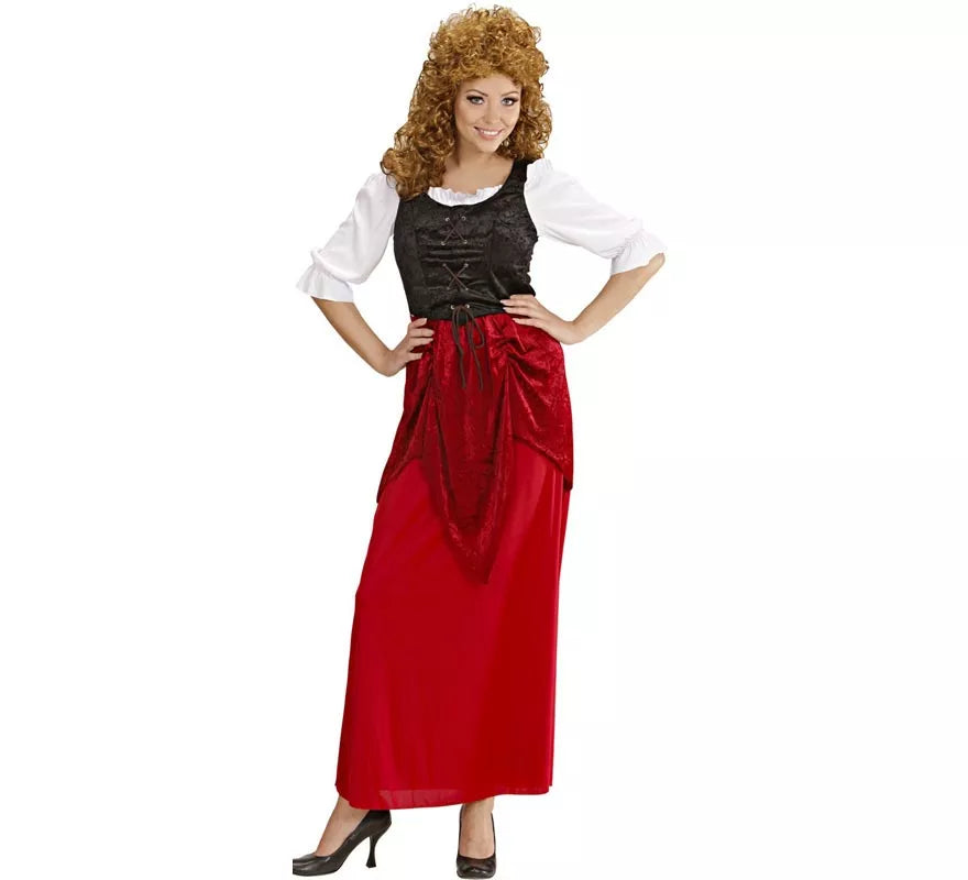 Translation missing: fr.Disfraz de Moza de Taberna rojo y negro para mujer