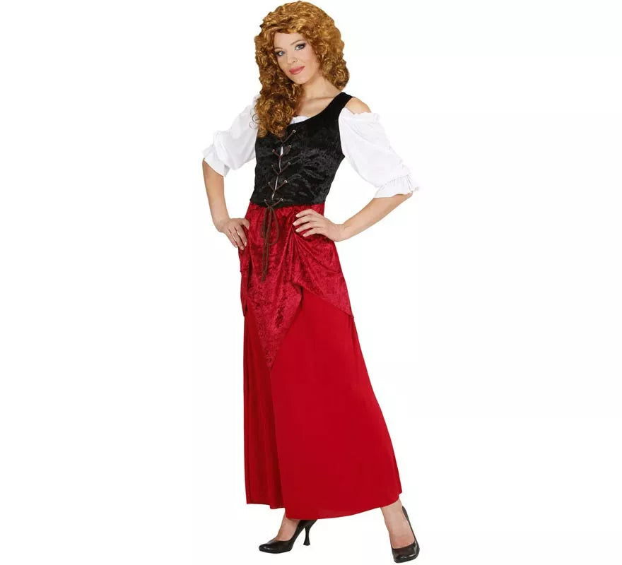 Translation missing: fr.Disfraz de Moza de Taberna rojo y negro para mujer