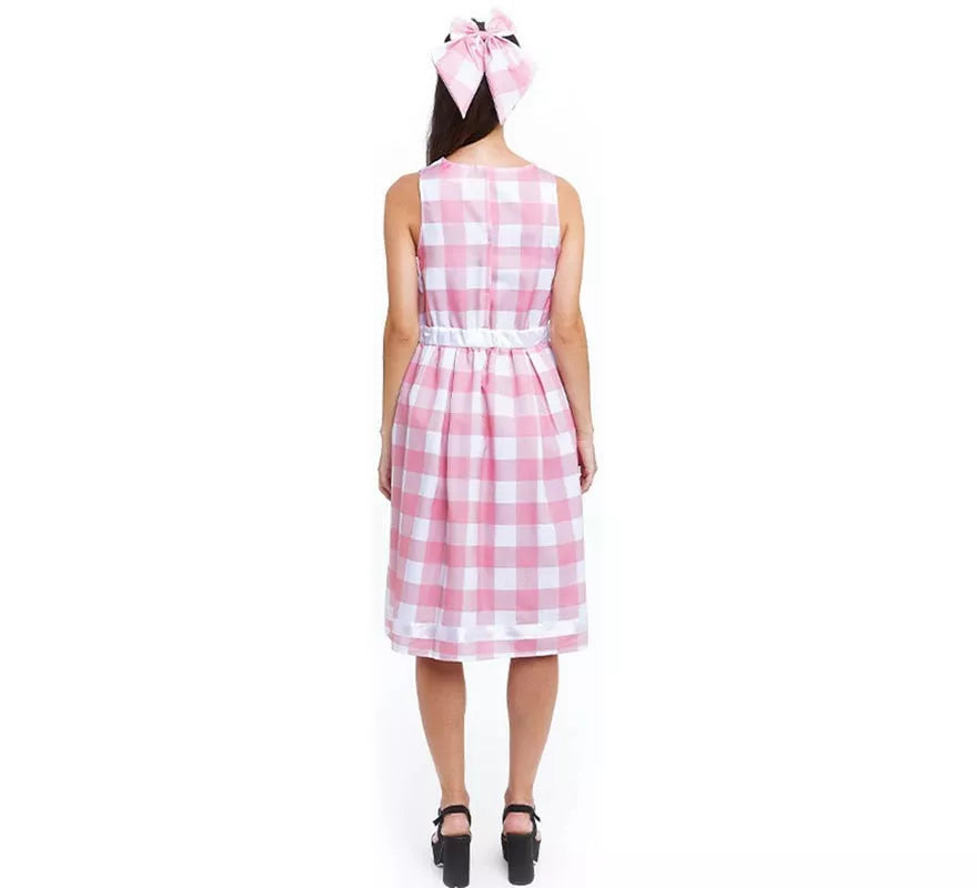 Translation missing: fr.Disfraz de Muñeca a cuadros rosa y blanco para mujer