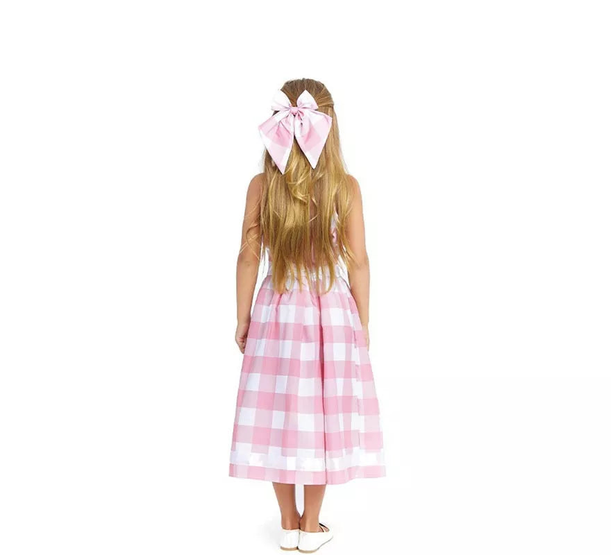 Translation missing: fr.Disfraz de Muñeca a cuadros rosa y blanco para niña