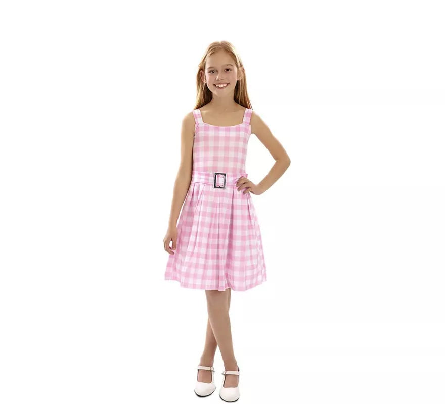 Translation missing: fr.Disfraz de Muñeca Famosa a Cuadros rosa para niña