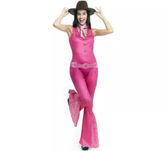 Costume de poupée célèbre de cow-girl fuchsia pour femme