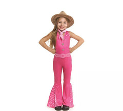 Costume de poupée célèbre de cow-girl fuchsia pour fille