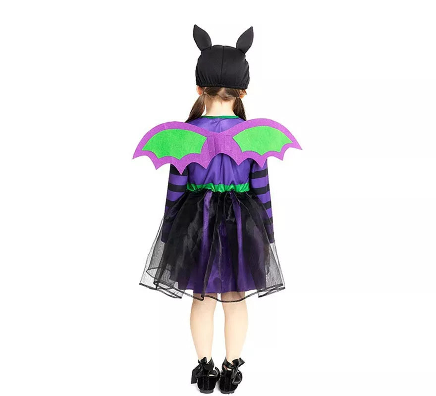 Translation missing: fr.Disfraz de Murciélago morado con gorro y alas para bebé y niña